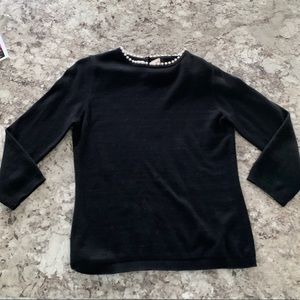 Black sweater with pearl neckline